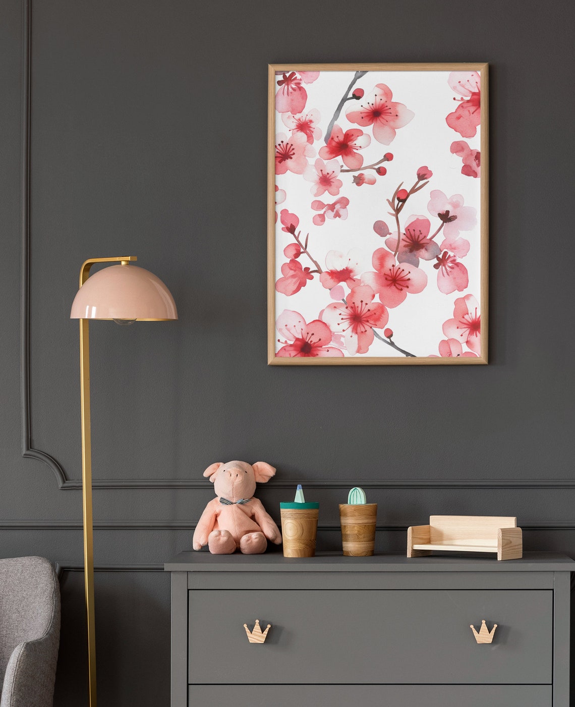 Pink Cherry Blossom Branches Soft Watercolor Floral Botanical Poster - Image 6