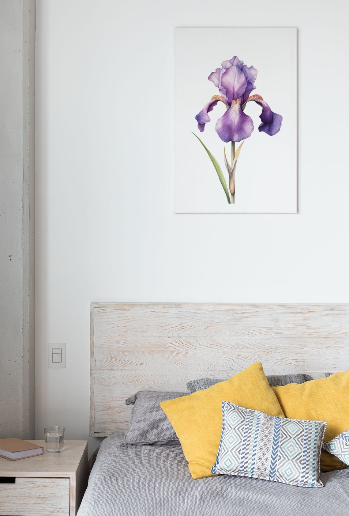 Purple Bearded Iris Single Bloom Watercolour Botanical Poster - Image 8