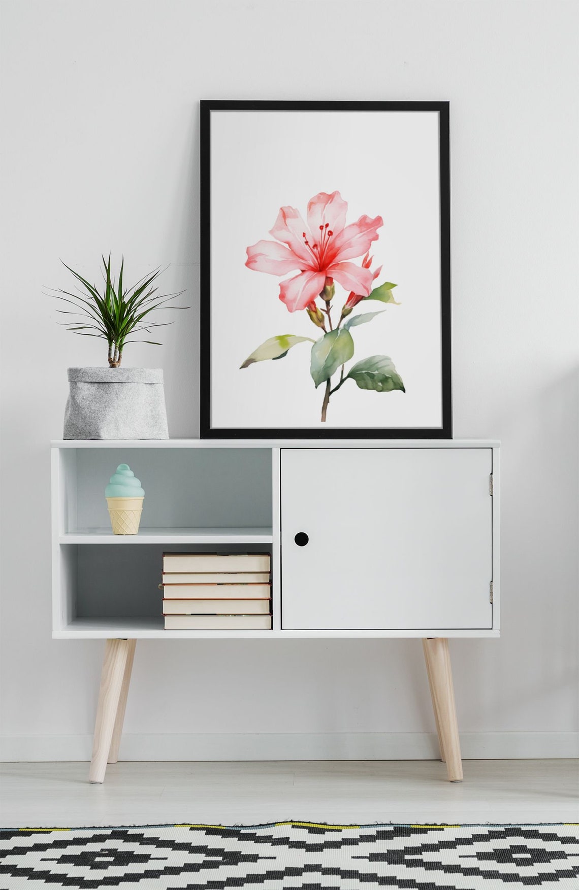 Pink Azalea Single Bloom Soft Watercolor Floral Botanical Poster - Image 8