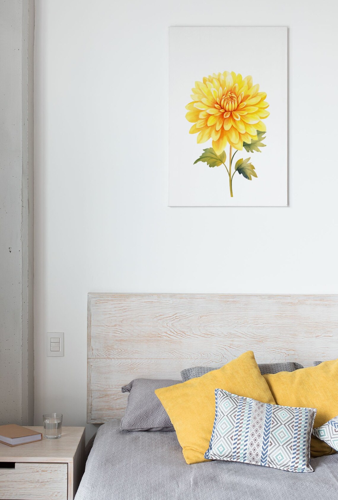 Golden Yellow Dahlia Blossom Watercolour Botanical Art Poster - Image 6