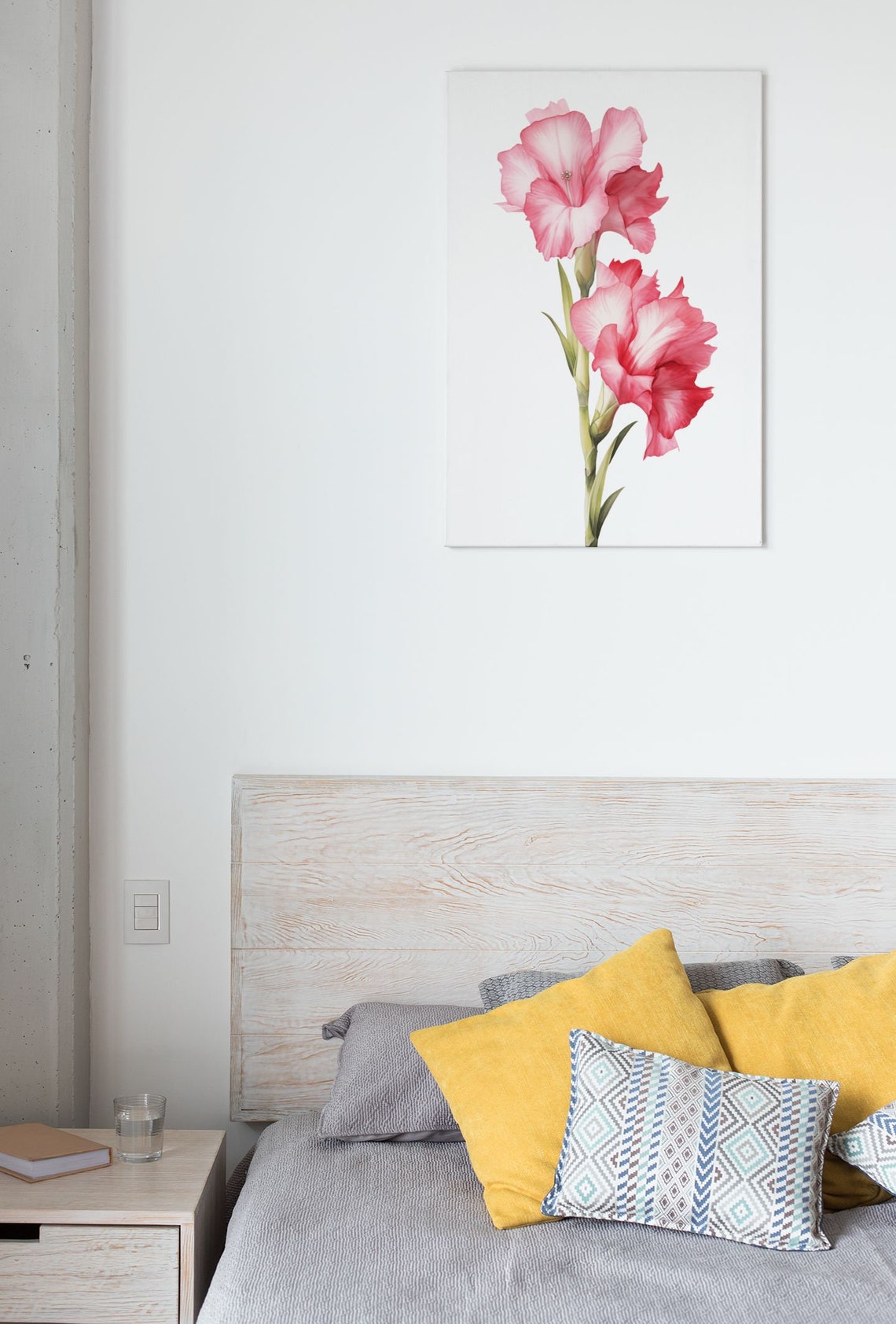 Pink Gladiolus Twin Blooms Watercolour Botanical Flower Poster - Image 5