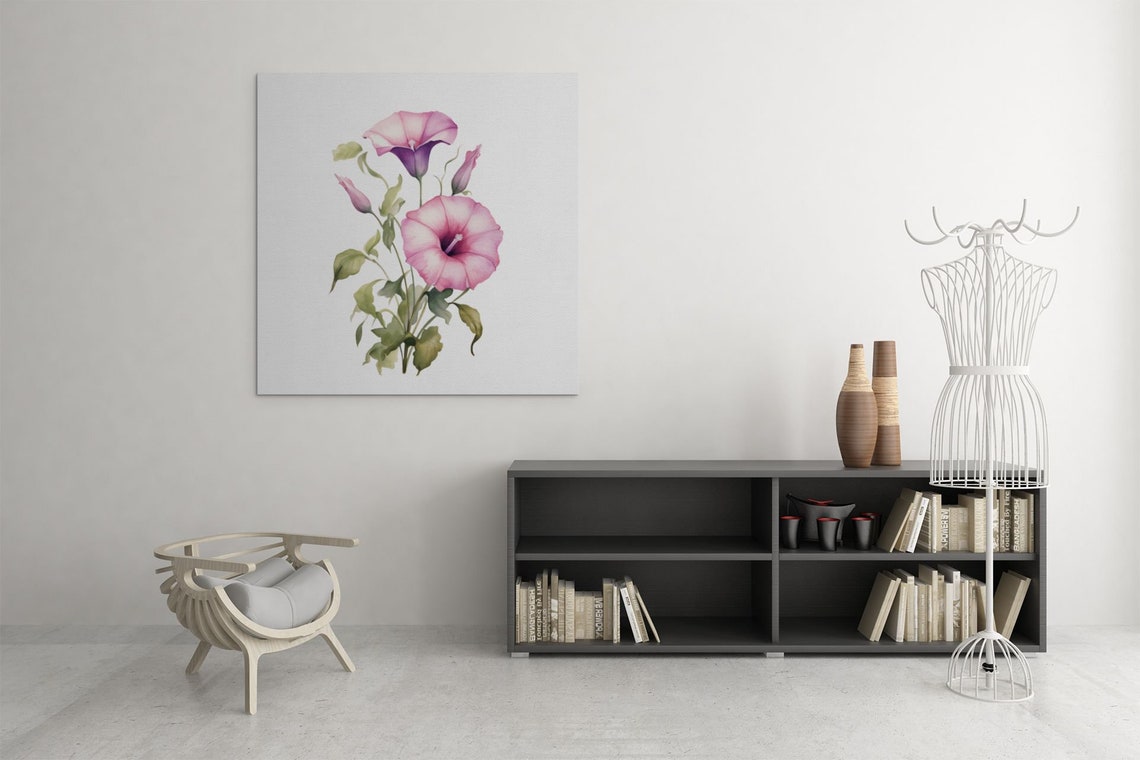 Pink Morning Glory Trumpets Watercolour Botanical Flower Poster - Image 9