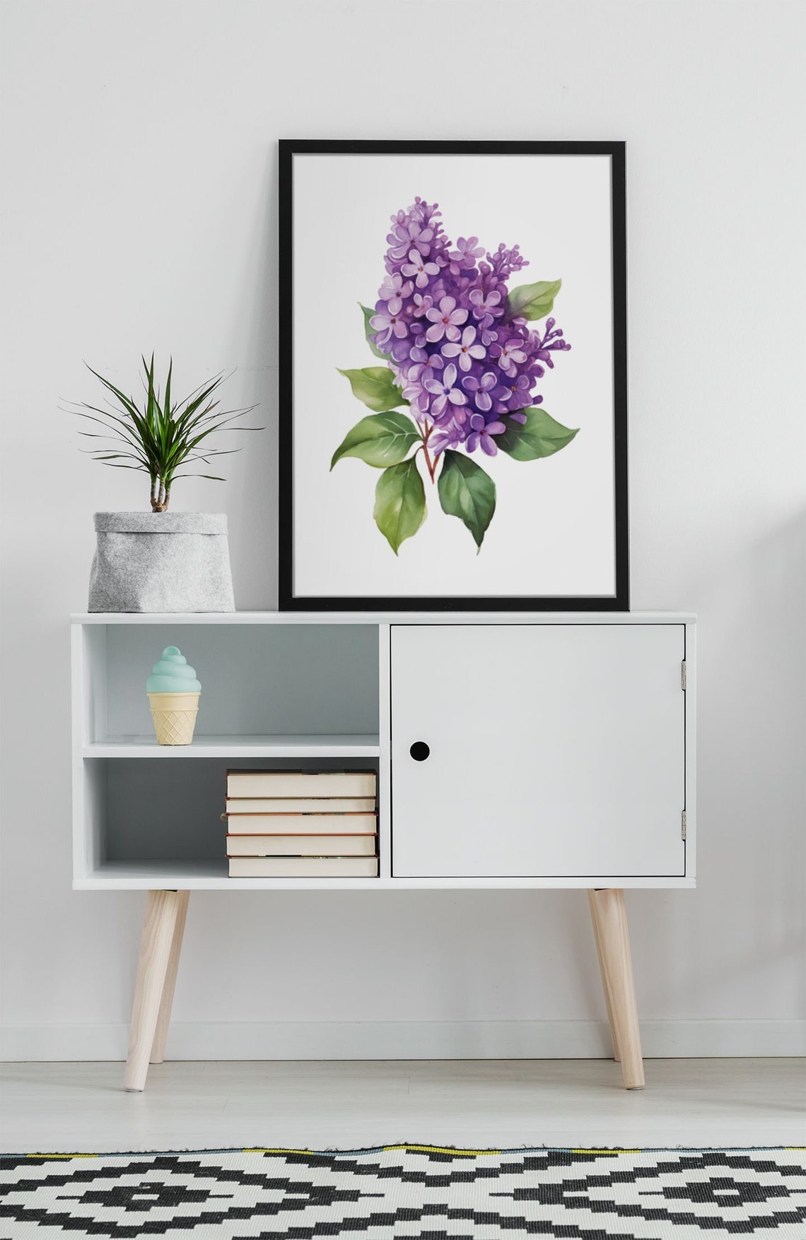 Deep Purple Lilac Cluster Watercolour Botanical Flower Poster - Image 7