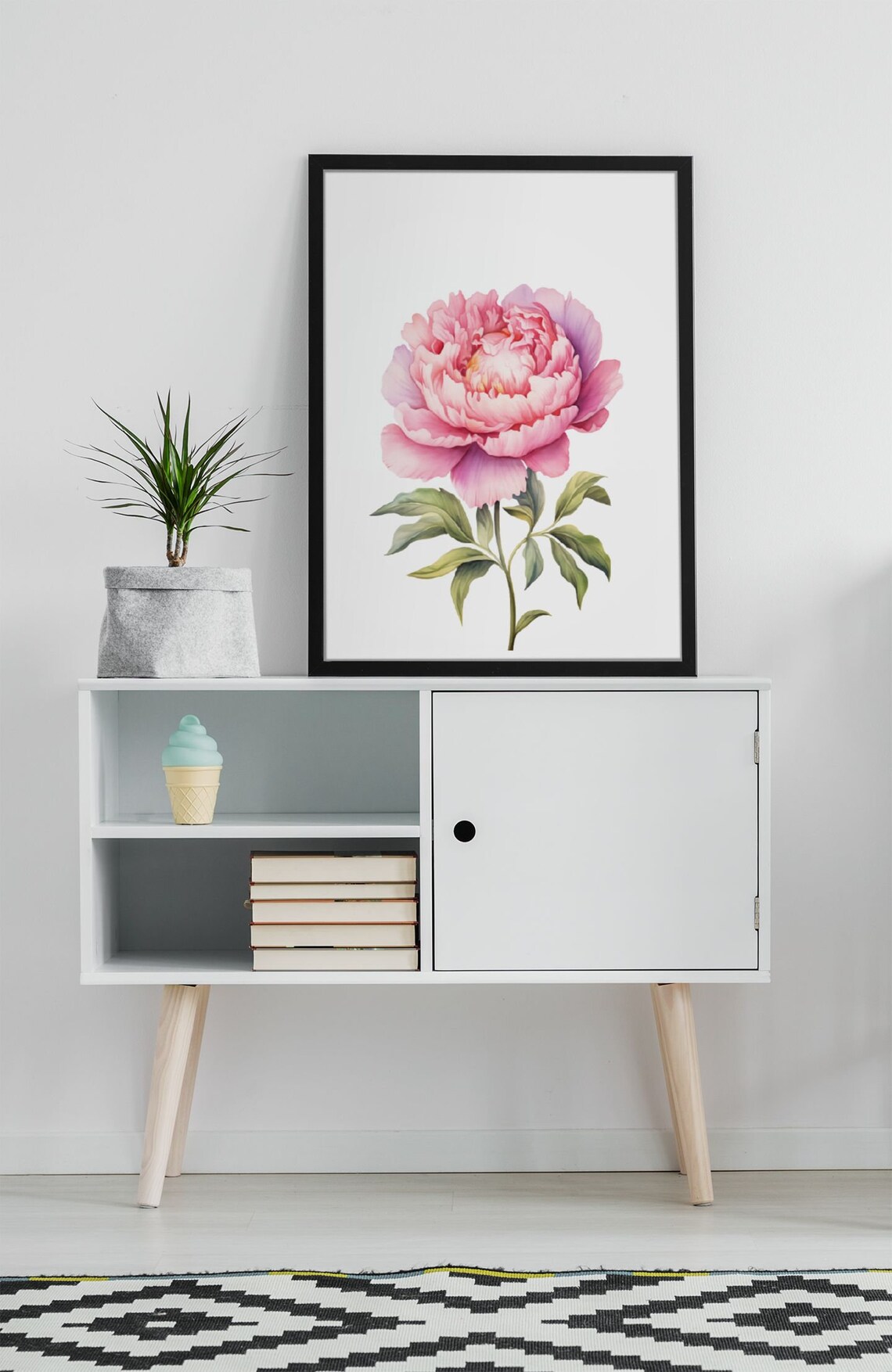 Pink Peony Full Bloom Romantic Watercolour Botanical Flower Poster - Image 6
