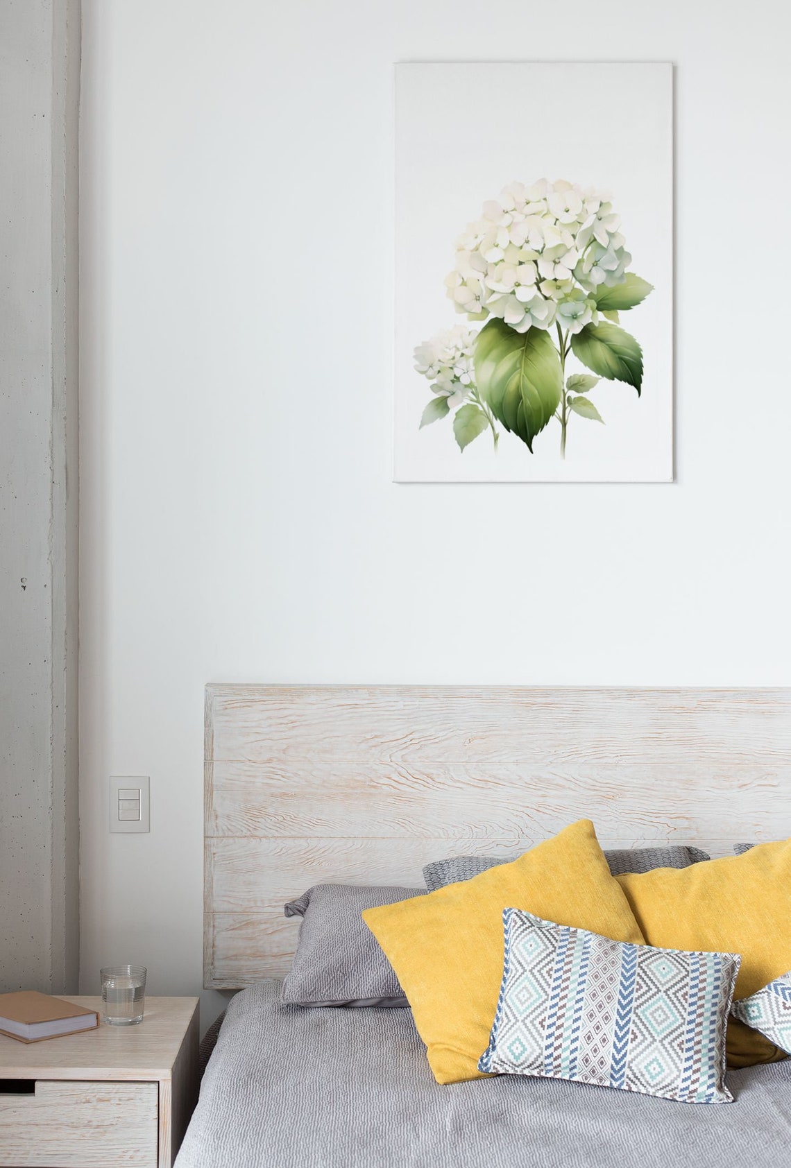 White Hydrangea Blossom Cluster Watercolour Botanical Flower Poster - Image 5
