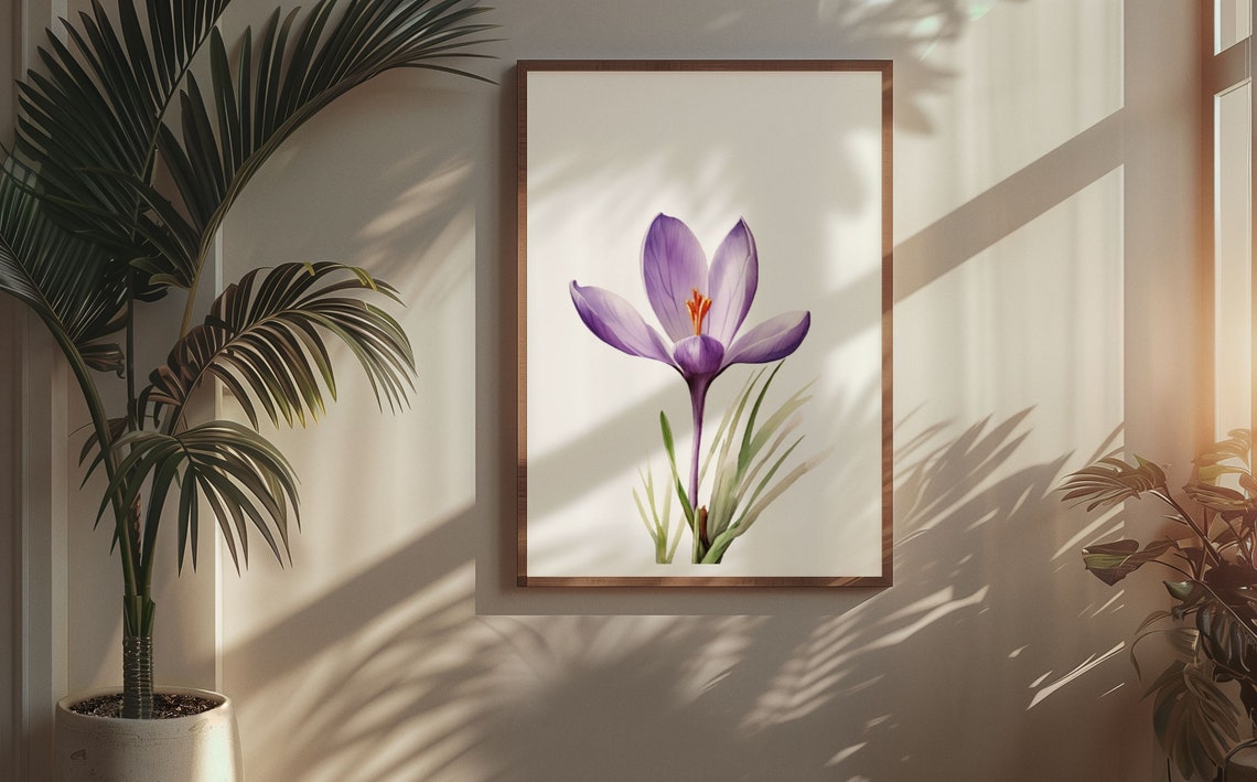 Vivid Purple Crocus Bloom Bold Bright Watercolor Spring Art Poster - Image 5