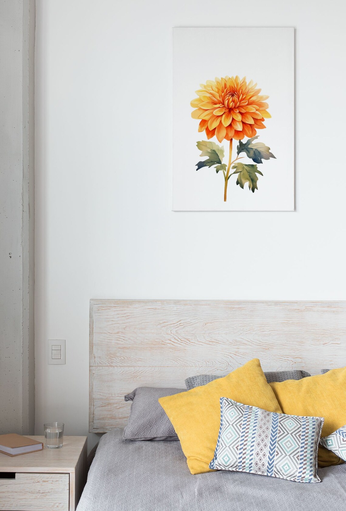 Amber Orange Dahlia Bloom Rich Watercolour Botanical Art Poster - Image 8