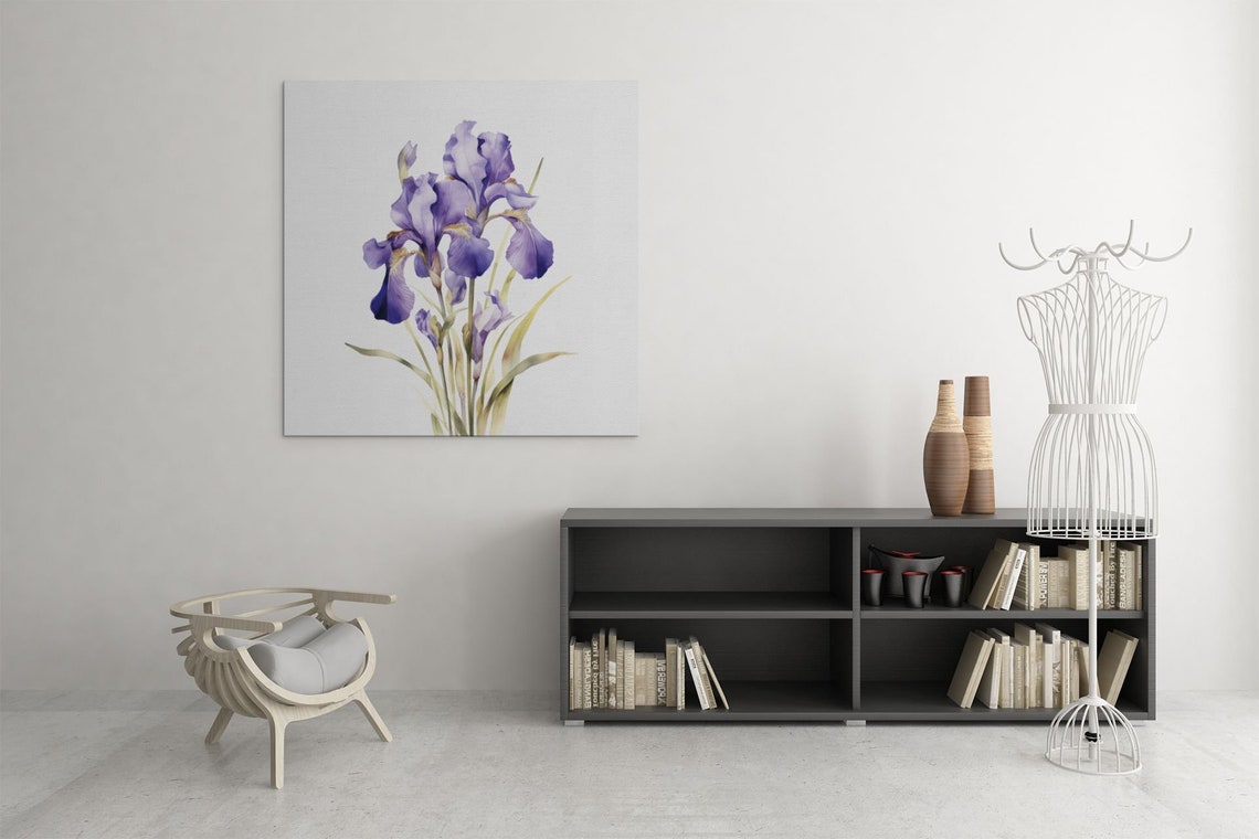 Purple Iris Bloom Cluster Luminous Watercolor Botanical Poster - Image 7