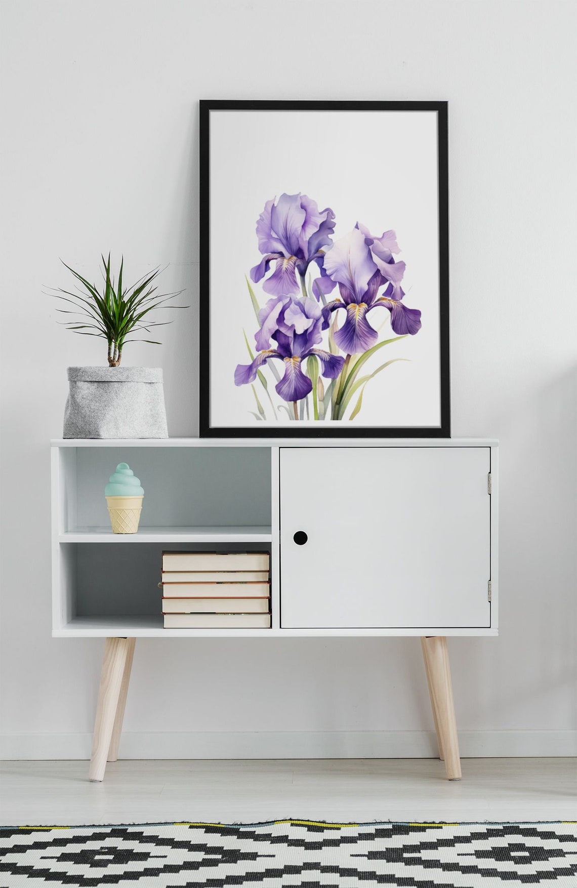 Purple Bearded Iris Cluster Rich Watercolor Floral Botanical Poster - Image 8