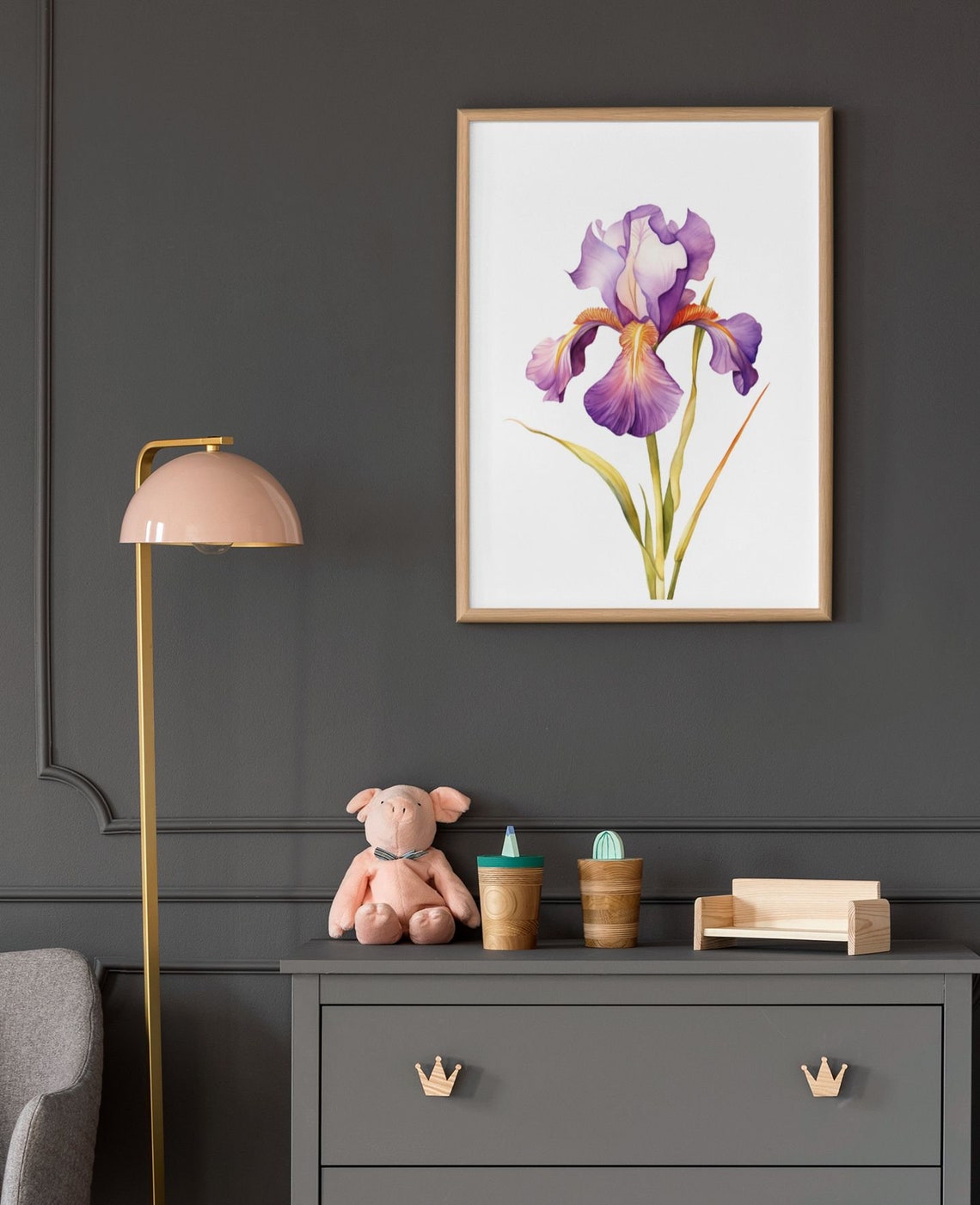 Purple Iris Single Bloom Graceful Watercolor Botanical Poster - Image 7