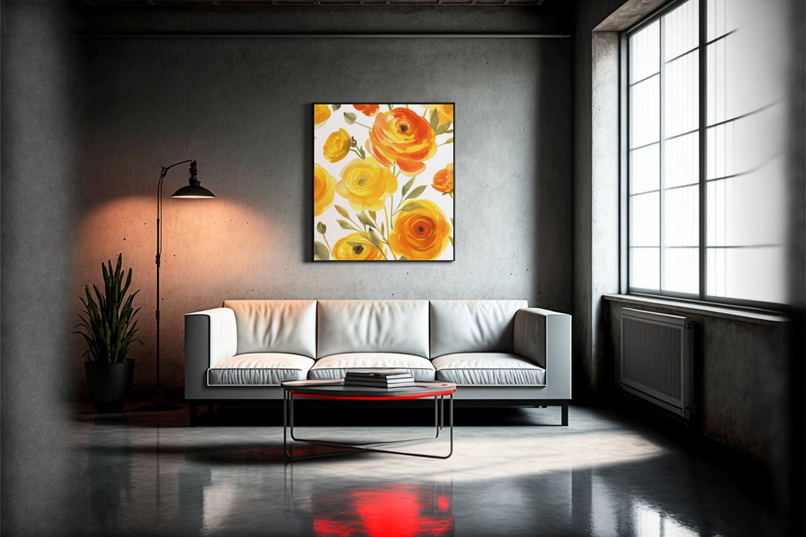 Orange Ranunculus Bloom Pattern Watercolour Botanical Flower Poster - Image 5