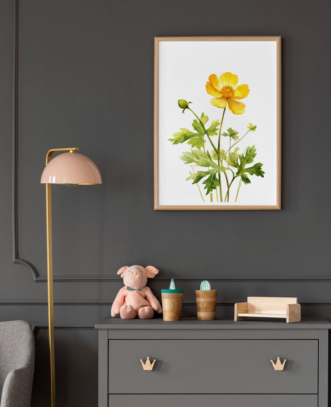 Yellow Buttercup Wildflower Sunny Watercolor Botanical Art Poster - Image 7