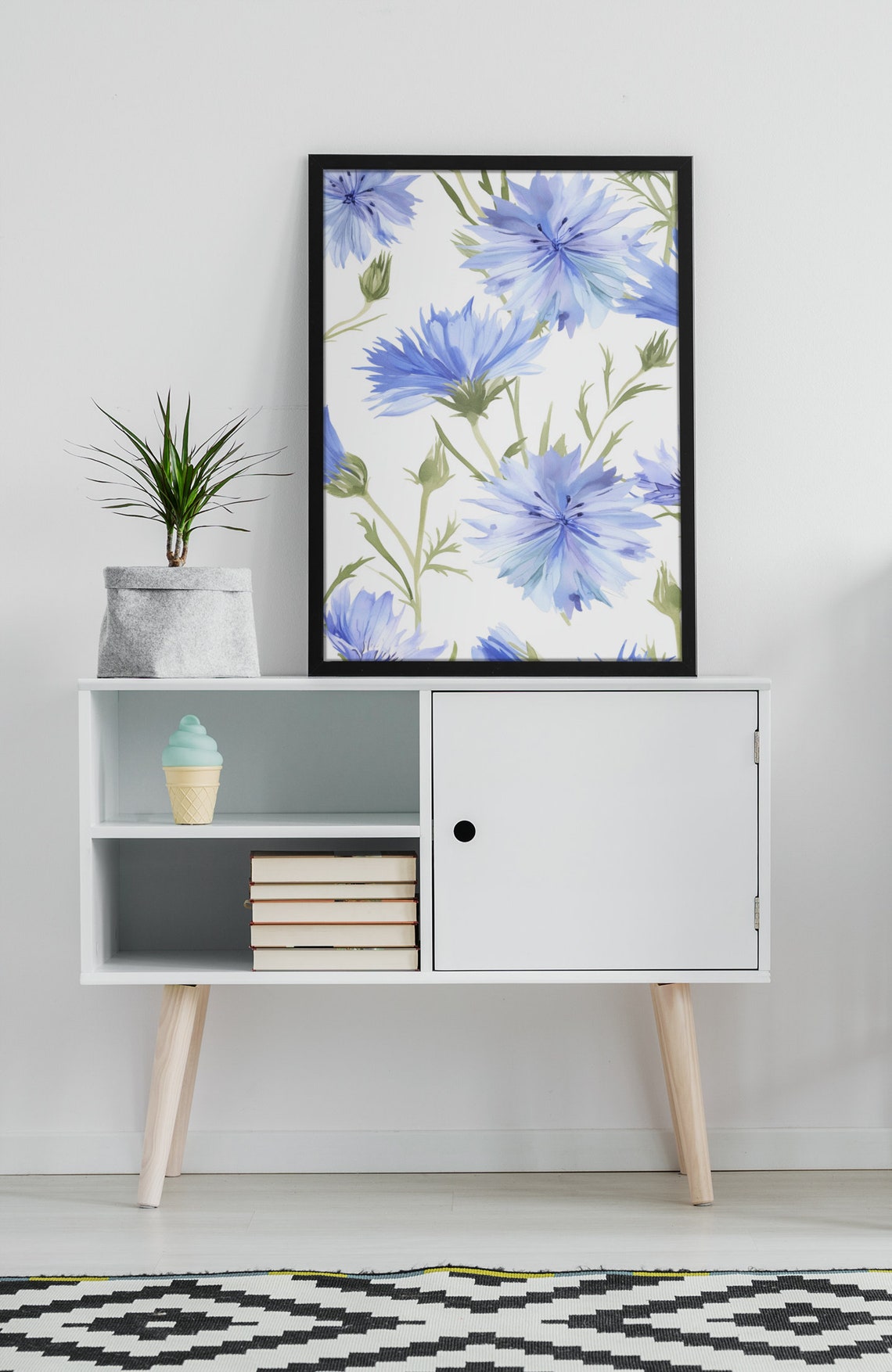 Blue Chicory Wildflowers Soft Watercolor Floral Botanical Poster - Image 4