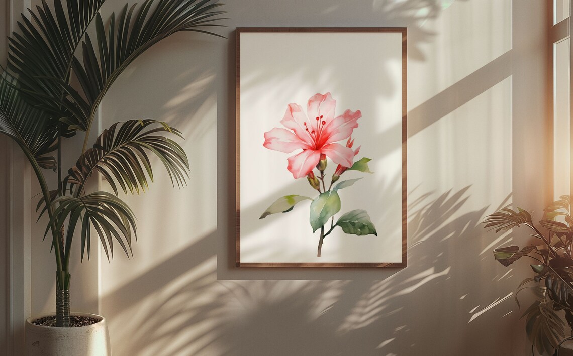 Pink Azalea Single Bloom Soft Watercolor Floral Botanical Poster - Image 7