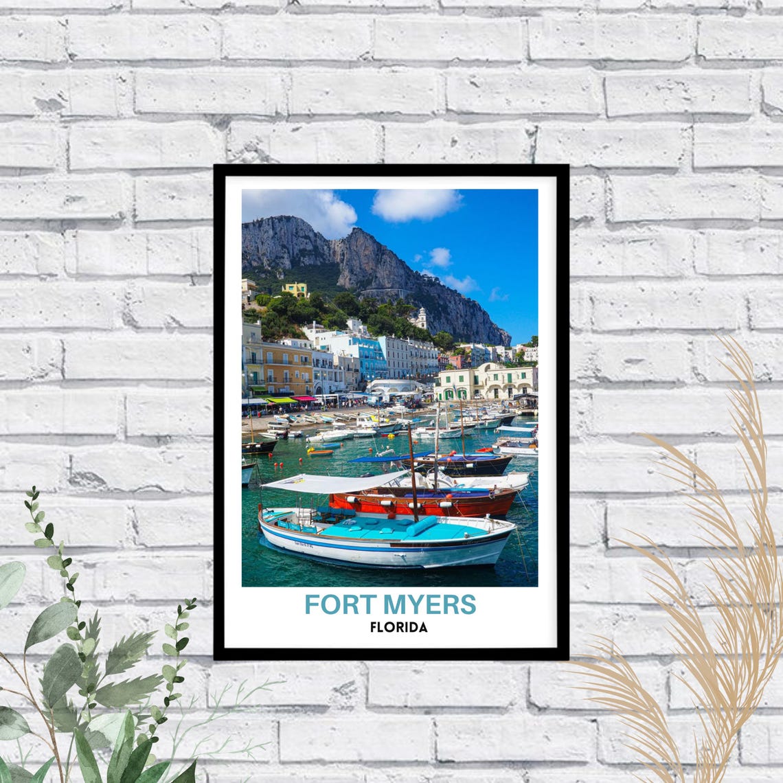Fort Myers Marina Colorful Boats Coastal Florida Harbor View Poster