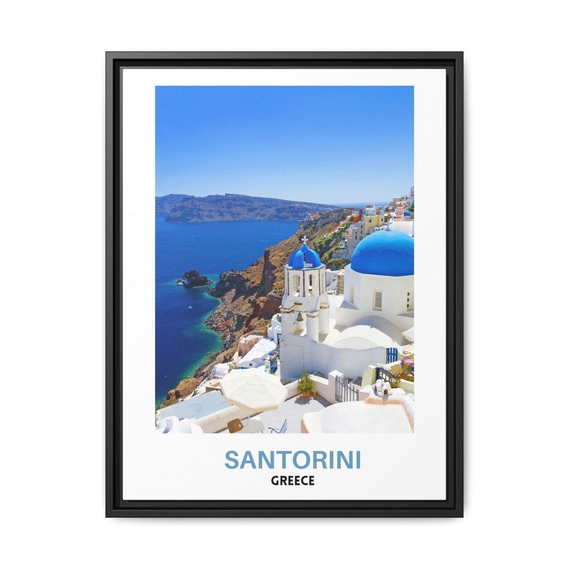 Santorini Blue Domes Oia Caldera Aegean View Greece Scene Poster