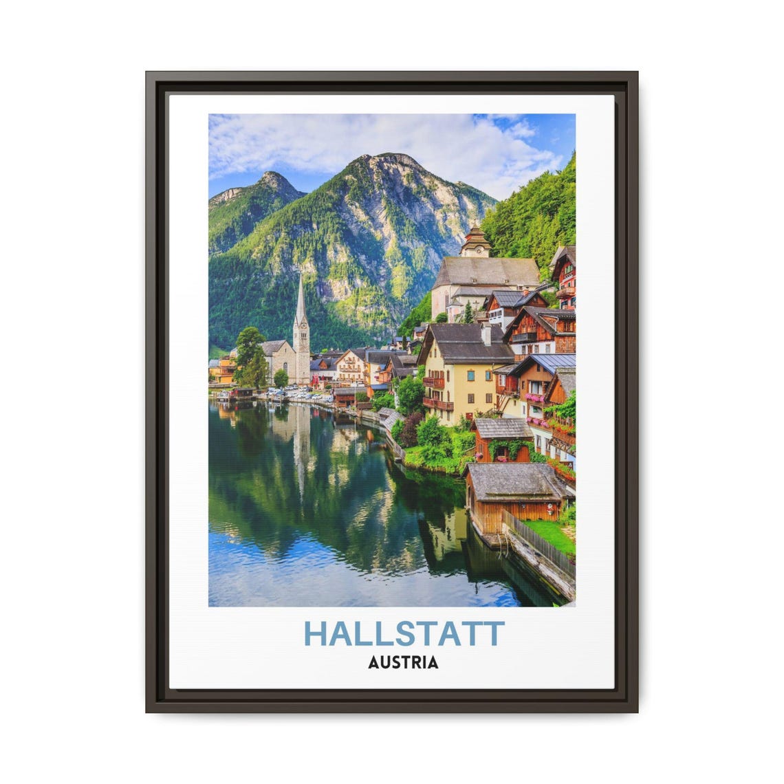 Hallstatt Lakeside Village Church Mountain Austria Scenic Poster
