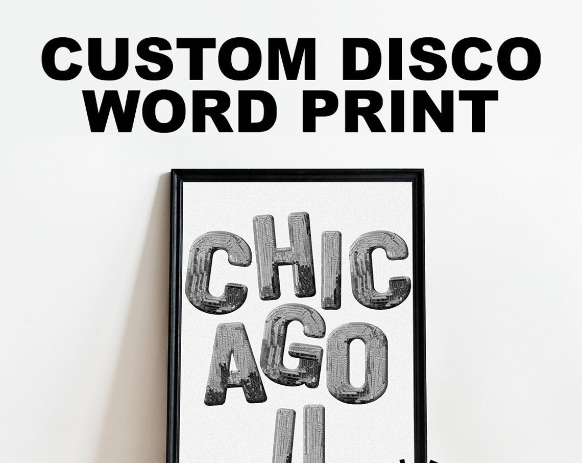 Custom Disco Word Print, City Art Print