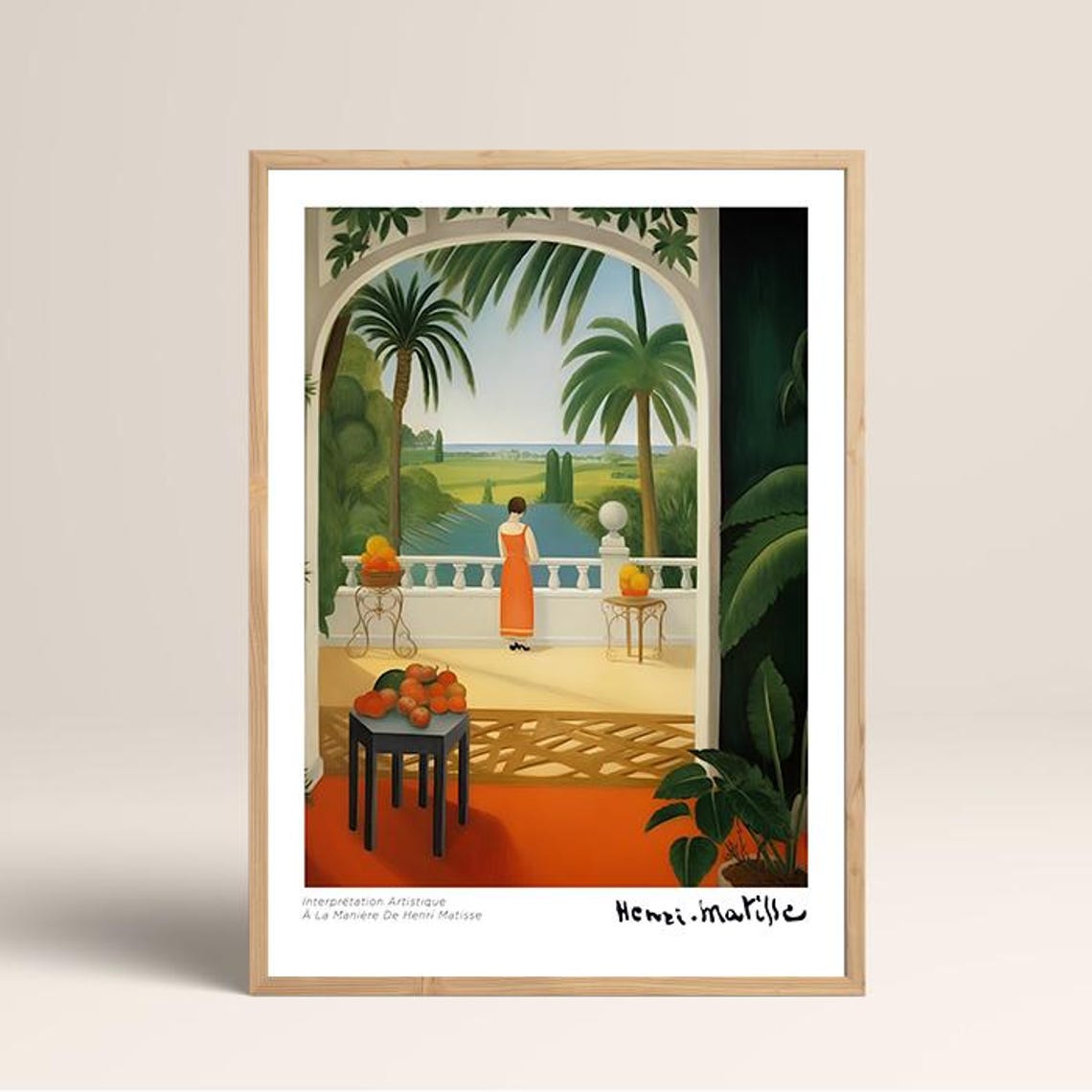 Matisse Style Palm Terrace Seaside View Woman Classic Art Poster - Image 2