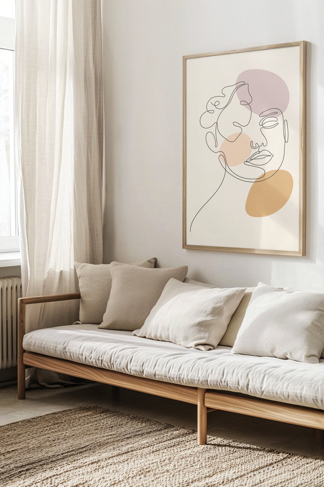 Minimalist Line Art Woman Face Poster in Neutral Tones Decor - Image 2