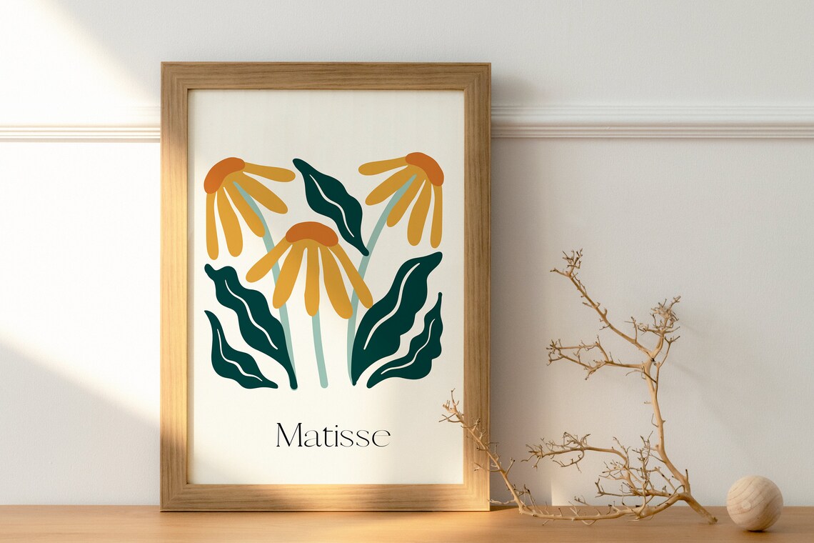 Matisse Yellow Flower Art Print Frame Design Art Wall Hanging