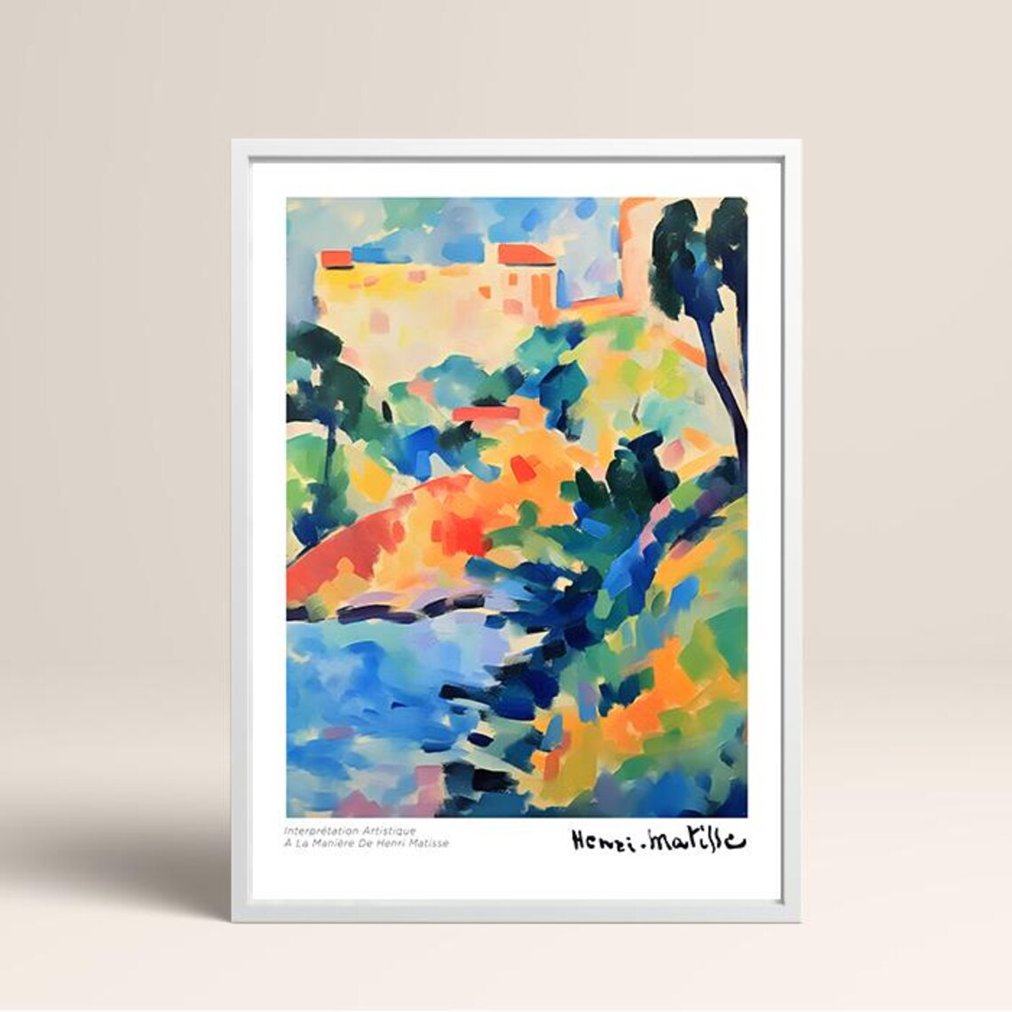 Matisse Style Fauvist Hillside Town Vibrant Landscape Art Poster