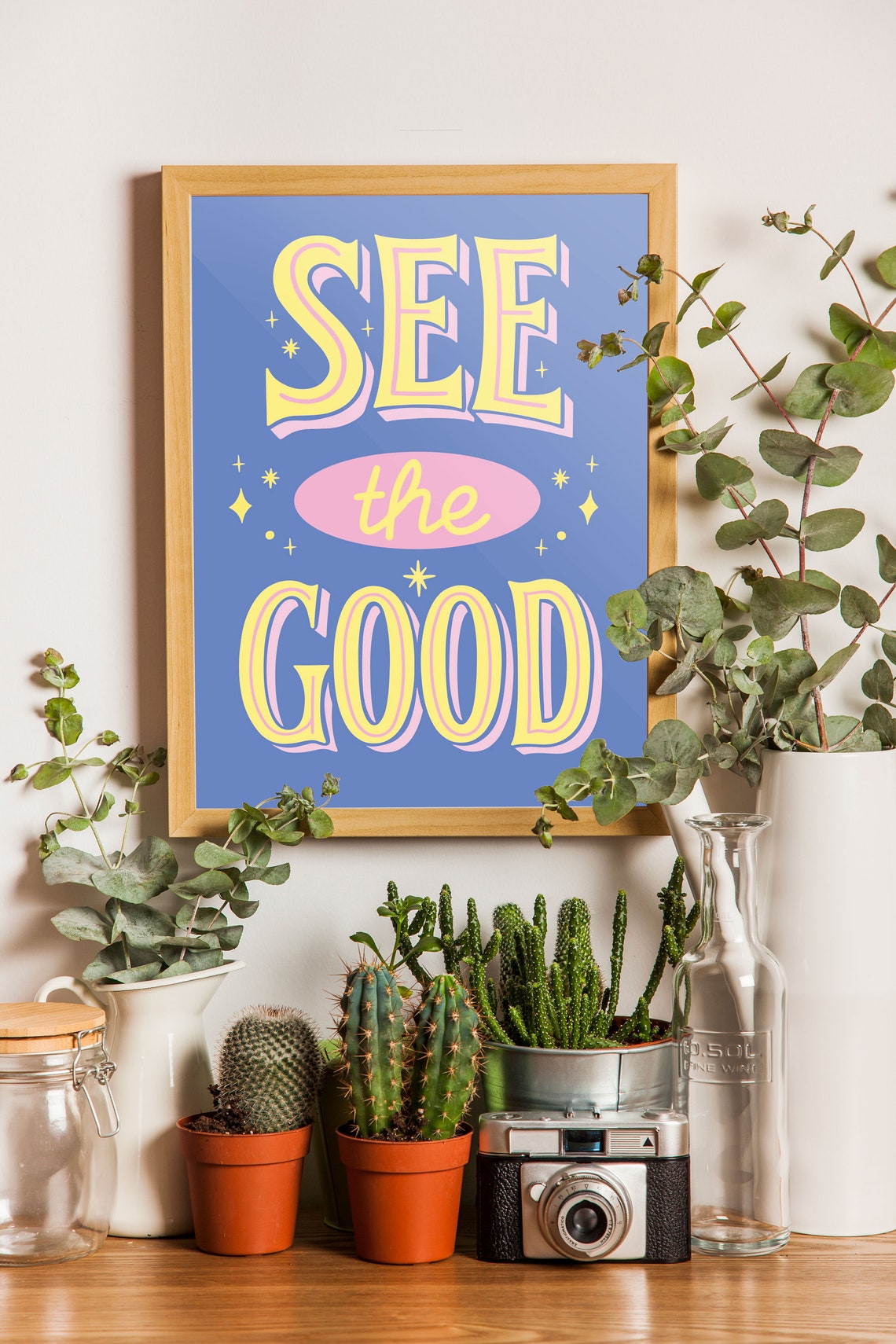 See The Good Blue Retro Quote Positivity Lettering Wall Poster - Image 2