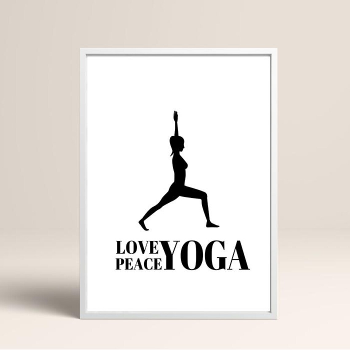 Love Peace Yoga Warrior Pose Silhouette Minimalist Fitness Poster