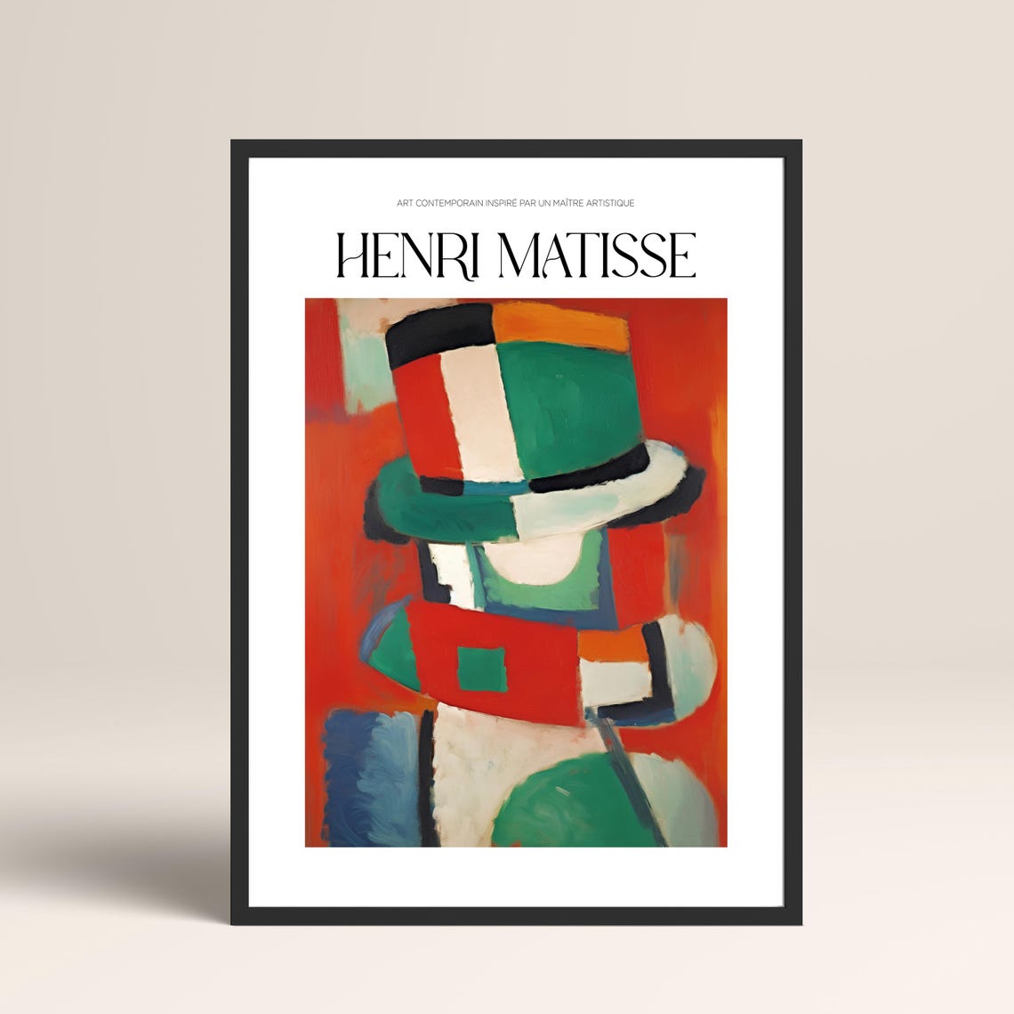 Henri Matisse Cubist Figure Red Green Top Hat Modern Art Poster - Image 2