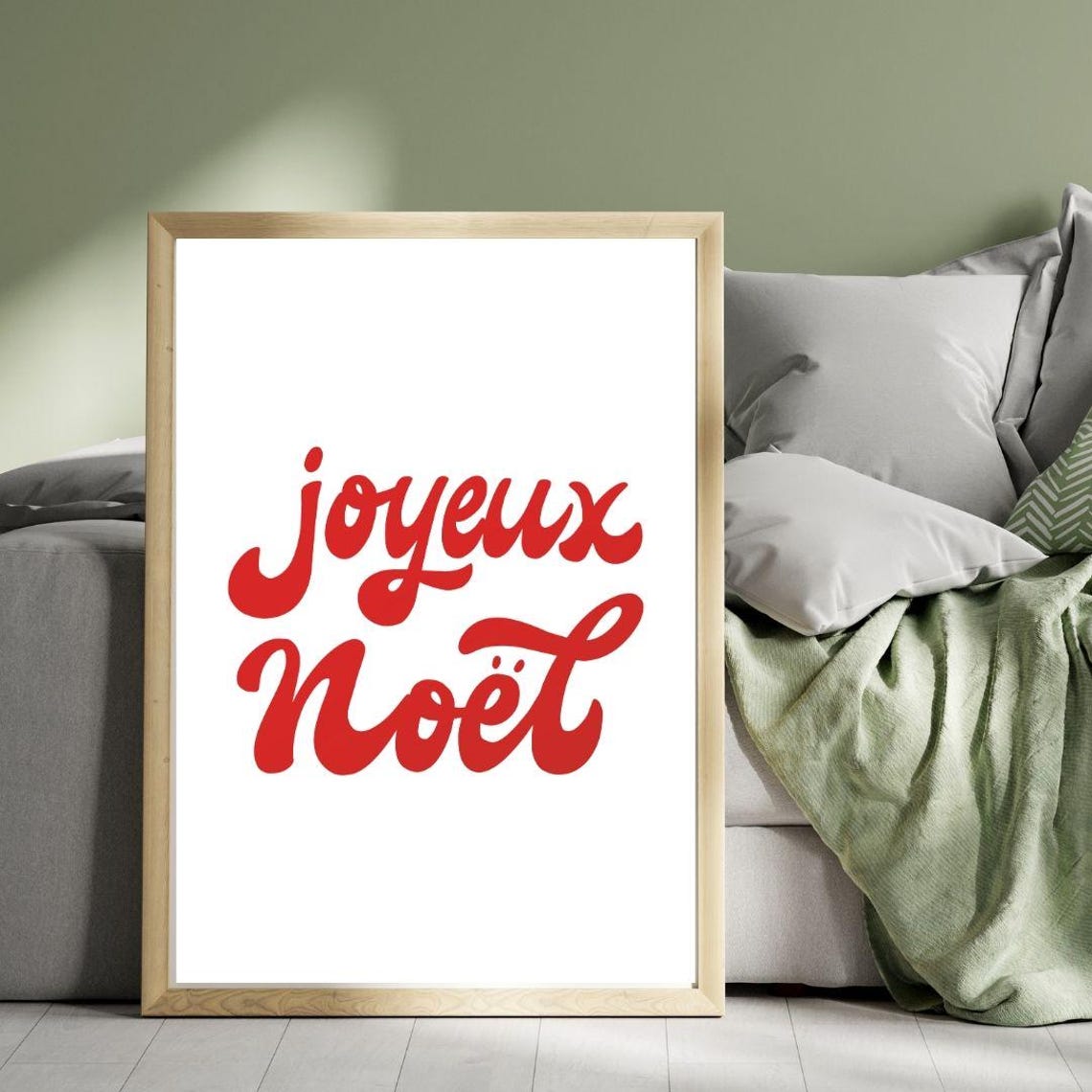 Joyeux Noel Bold Red Retro Script French Christmas Holiday Poster - Image 3