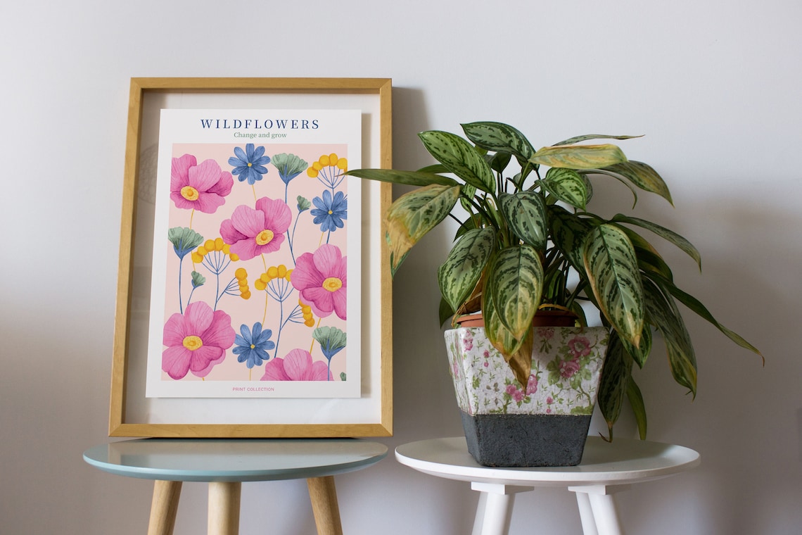 Wildflowers Change And Grow Pink Meadow Floral Bloom Growth Poster - Image 2