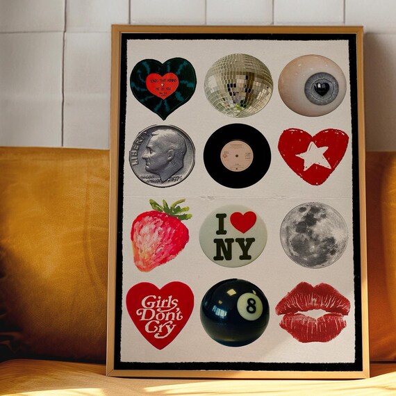 Vintage 8 Pool Ball Poster, Retro Bar Cart Decor