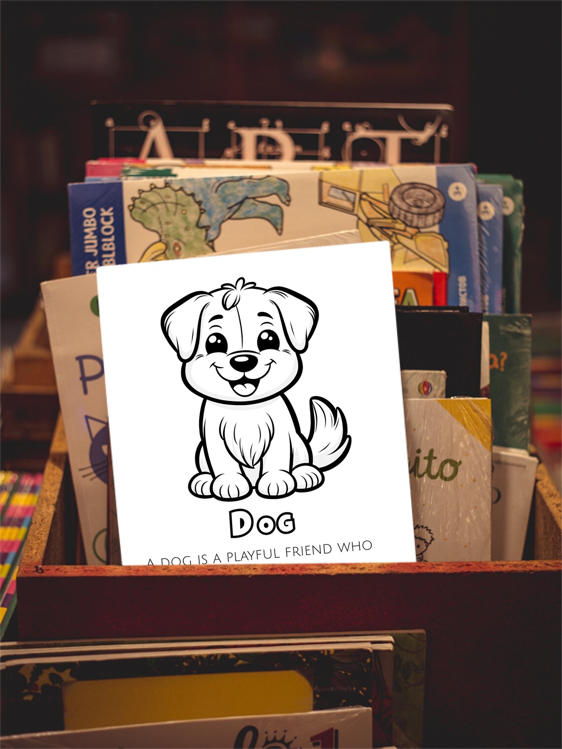 Cute Dog Alphabet Flashcard Sweet Puppy Educational Kids Nursery Poster