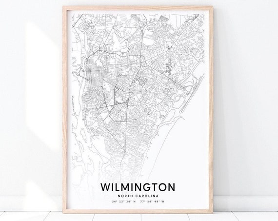 Wilmington Map Print North Carolina Usa Art Poster City Street Road Modern Wall Office Decor