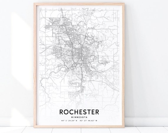 Rochester Map Print, Minnesota Modern Poster