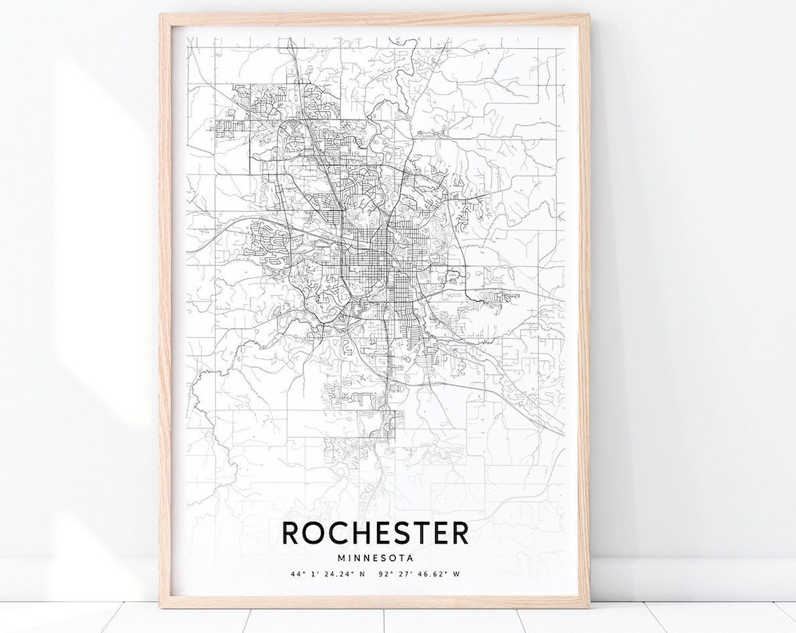 Rochester Map Print, Minnesota Modern Poster