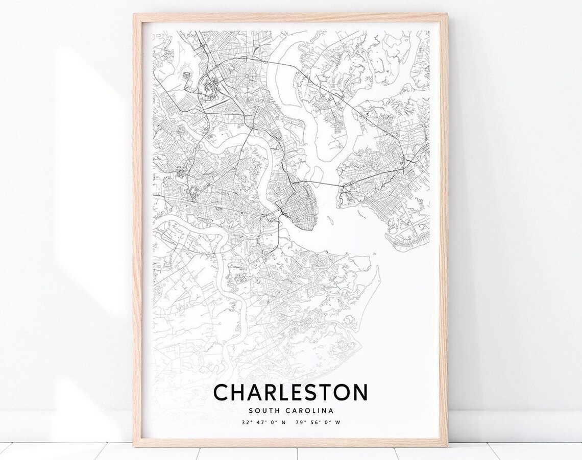 Charleston Map Print, South Carolina Travel Poster