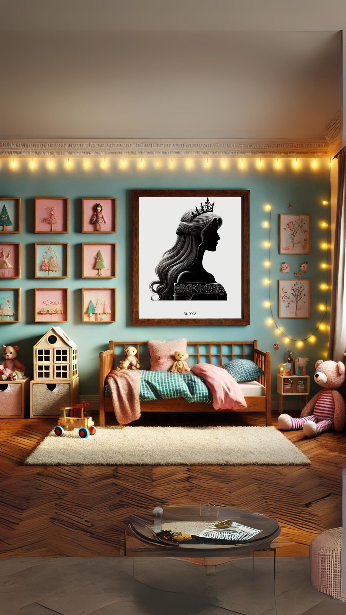 Princess Aurora Silhouette Portrait Fairytale Wall Art For Instant - Image 2