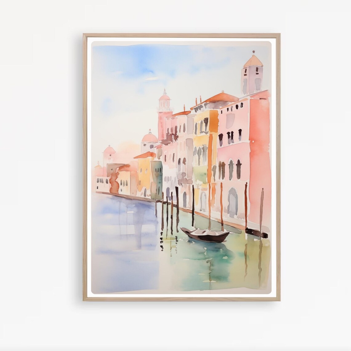 Venice Grand Canal Watercolor Gondola Pastel Italian Travel Poster - Image 4
