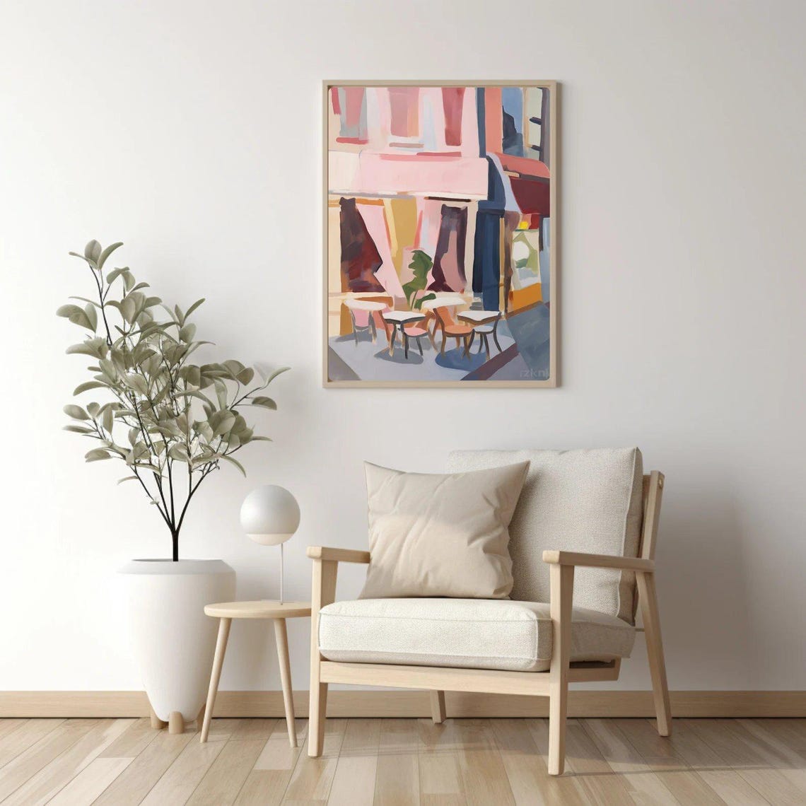 Abstract Paris Print French Bistro Painting Cafe Wall Art Colorful Watercolor France Travel Poster Giclee - Image 2