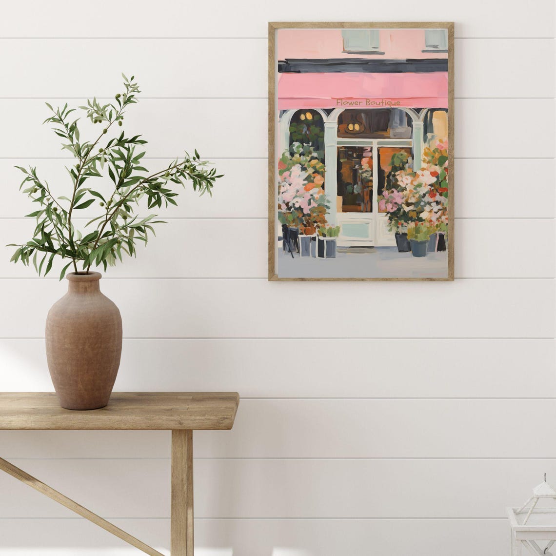 Pink Flower Boutique Storefront Florist Shop Floral Painting Poster - Image 2