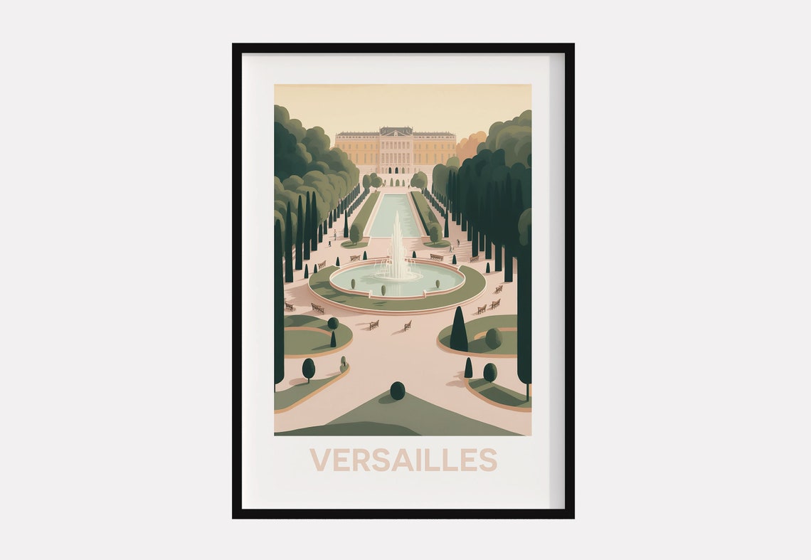 Versailles Palace Gardens Fountain Classic French Travel Poster