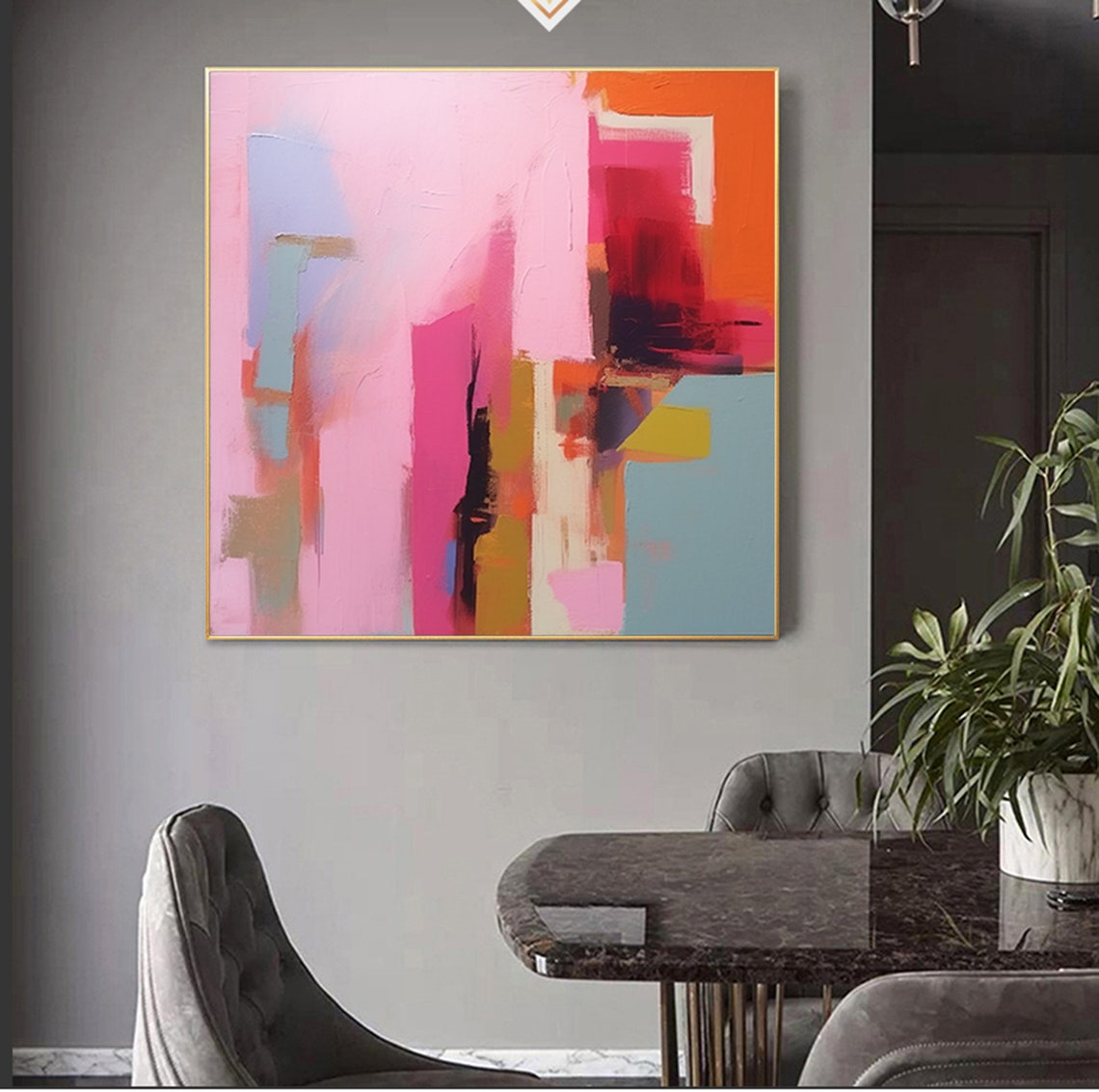 Soft Pink Magenta And Orange Geometric Abstract Blocks Poster - Image 7