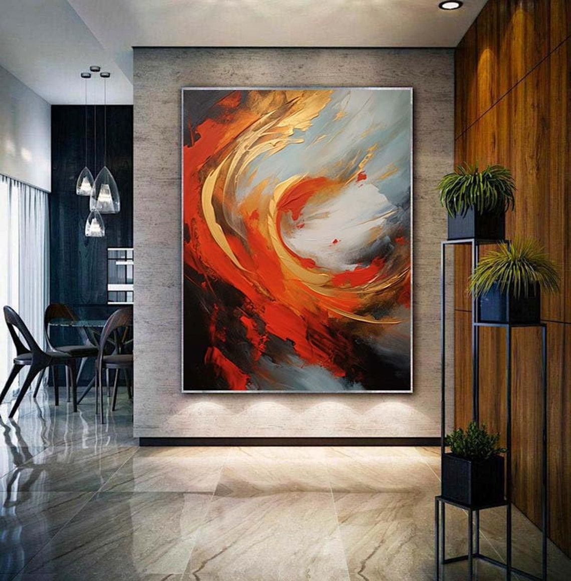 Fiery Red And Orange Swirling Vortex Abstract Painting Poster - Image 3