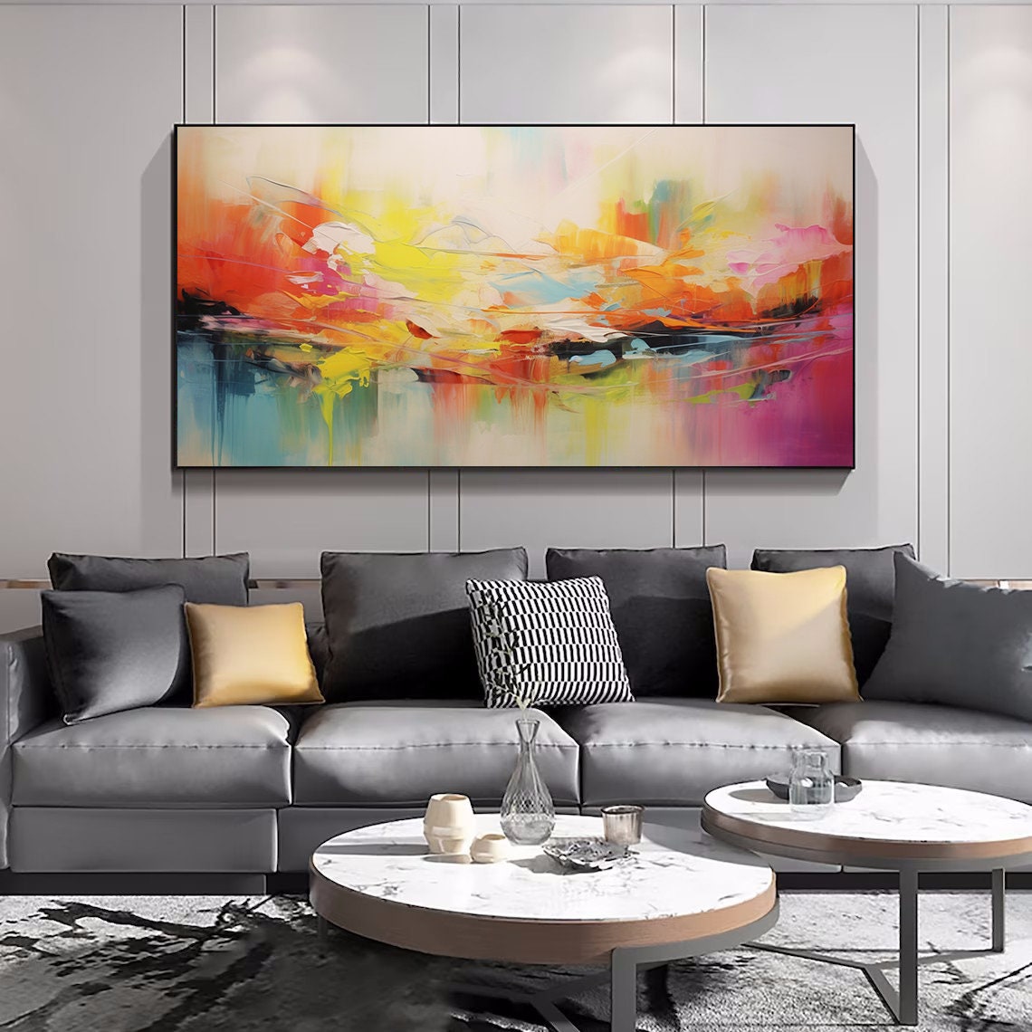 Sunrise Pastel Orange Pink Teal Wide Abstract Horizon Calm Poster - Image 6