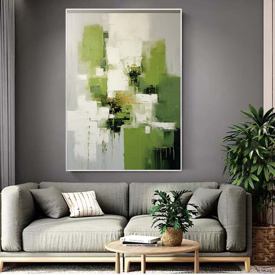 Green Abstract Oil Painting Original Green Painting Green Texture Painting Large Textured Art Modern Green Wall Art Green Painting - Image 4