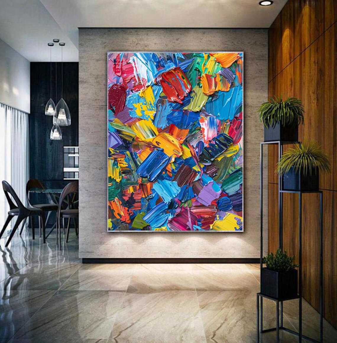 Knife Painting Abstract Texture Art Print, Colorful - Image 2