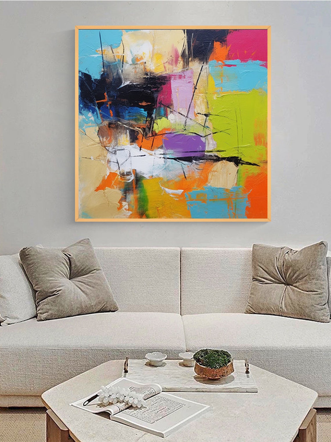 Electric Multicolor Neon Abstract Block Painting Wall Poster - Image 5