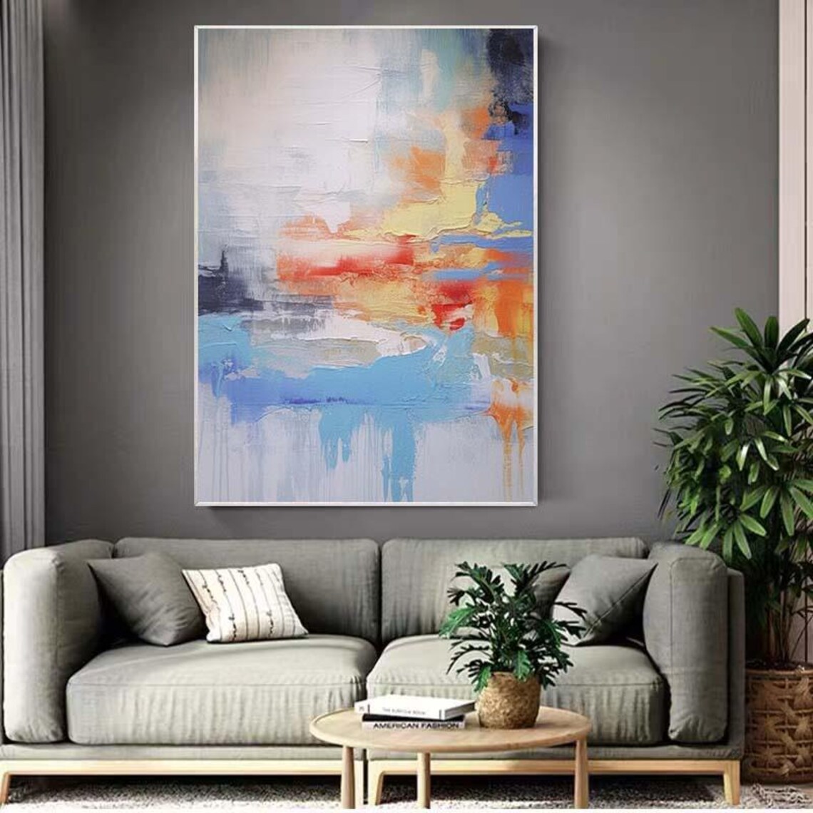 Dreamy Soft Abstract Clouds In White Coral And Sky Blue Poster - Image 2