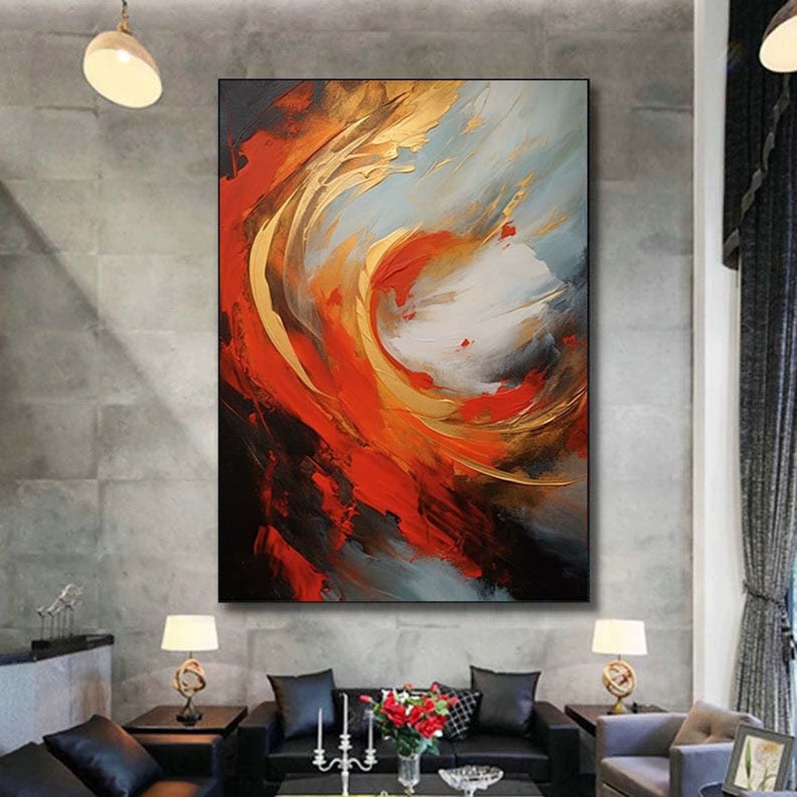 Fiery Red And Orange Swirling Vortex Abstract Painting Poster - Image 4